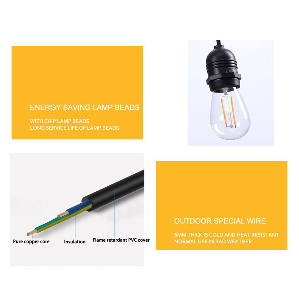 Outdoor Decorations & Lights: 20M Festoon String Lights Kits Christmas Wedding Party Waterproof outdoor
