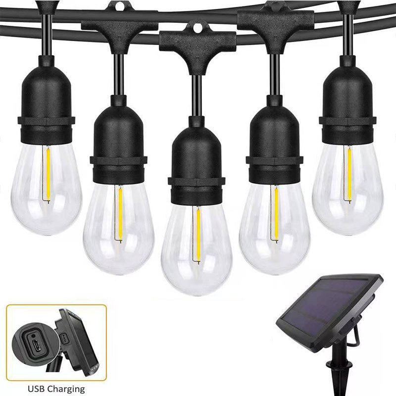 Outdoor Decorations & Lights: 15M Solar Festoon String Lights Kits Globe Outdoor Christmas Party Garden