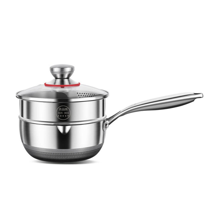 Skillets & Frying Pans: 20cm 316L Stainless Steel Saucepan Compound Steel Honeycomb Nonstick Sauce Pan with Glass Lid 2.2L Pot Stay-Cool Handle Multipurpose Milk Saucepan, Induction Capable and Gas Stove