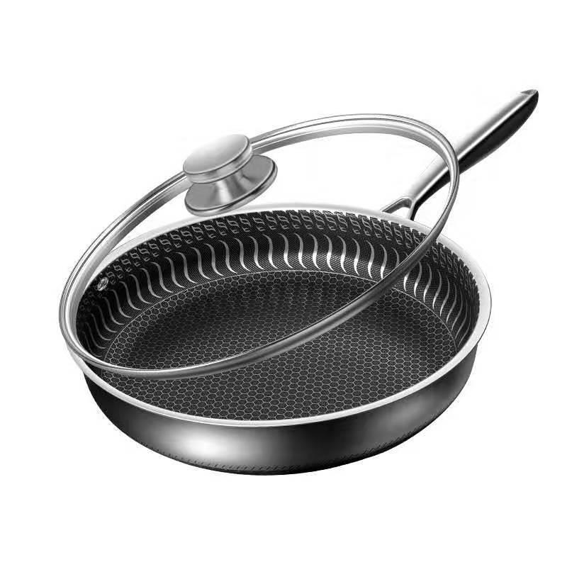 Buffets & Sideboards: 304 Stainless Steel Frying Pan Non-Stick Cooking Frypan Cookware 28cm Honeycomb Double Sided without lid
