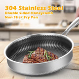 Buffets & Sideboards: Stainless Steel Frying Pan Non-Stick Cooking Frypan Cookware 28cm Honeycomb Double Sided