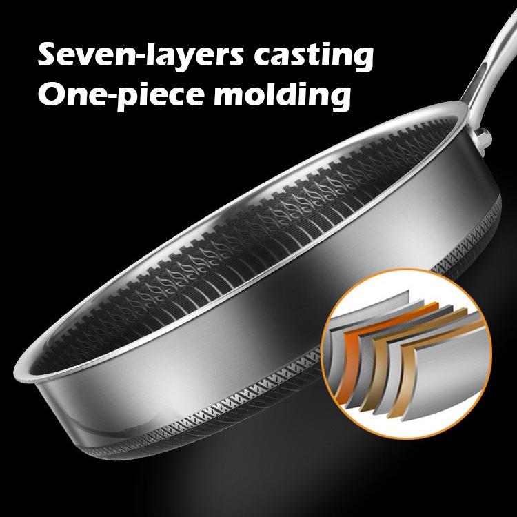 Buffets & Sideboards: Stainless Steel Frying Pan Non-Stick Cooking Frypan Cookware 28cm Honeycomb Double Sided