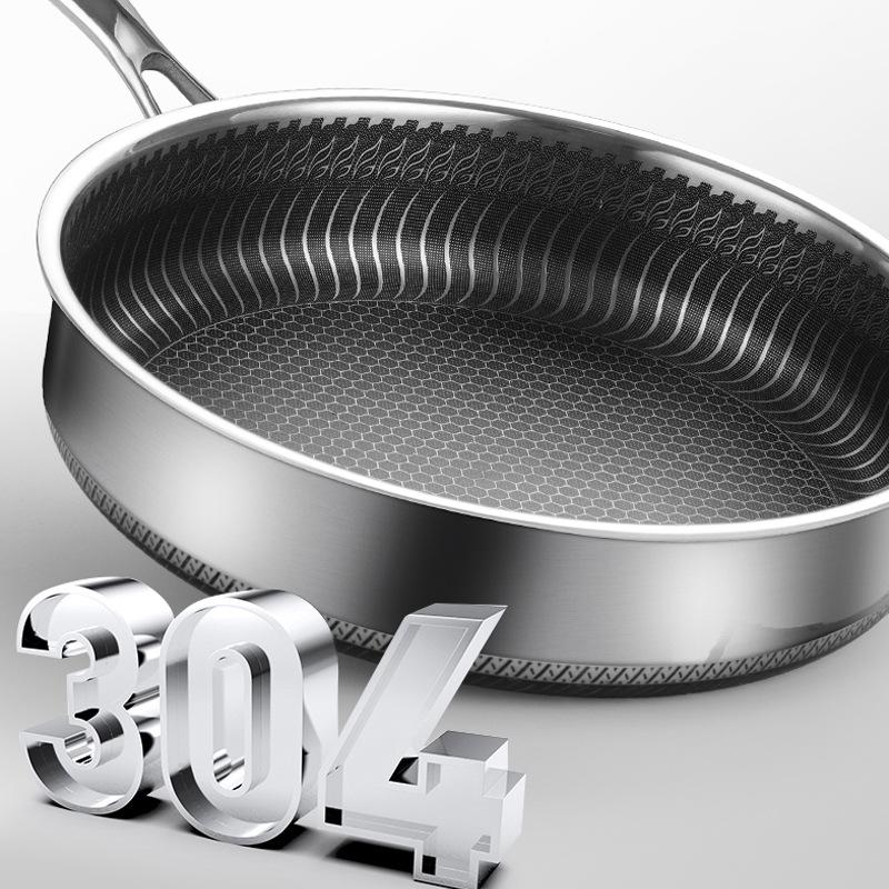 Buffets & Sideboards: Stainless Steel Frying Pan Non-Stick Cooking Frypan Cookware 28cm Honeycomb Double Sided