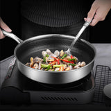Buffets & Sideboards: Stainless Steel Frying Pan Non-Stick Cooking Frypan Cookware 30cm Honeycomb Single Sided without lid