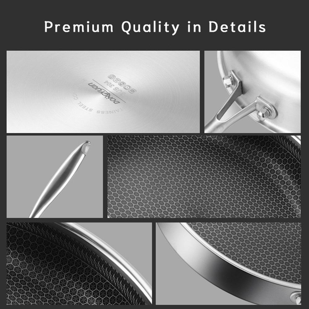 Buffets & Sideboards: Stainless Steel Frying Pan Non-Stick Cooking Frypan Cookware 30cm Honeycomb Single Sided without lid