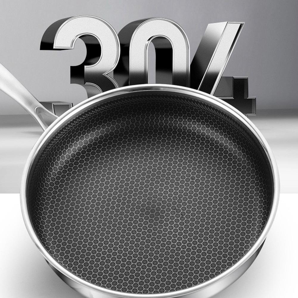 Buffets & Sideboards: Stainless Steel Frying Pan Non-Stick Cooking Frypan Cookware 30cm Honeycomb Single Sided without lid