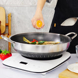Kitchen & Bathroom DIY: Double Ear 304 Stainless Steel 36cm Non-Stick Stir Fry Cooking Kitchen Wok Pan with Lid Honeycomb Double Sided