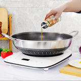 Audio Accessories: Double Ear 304 Stainless Steel 38cm Non-Stick Stir Fry Cooking Kitchen Wok Pan with Lid Honeycomb Double Sided