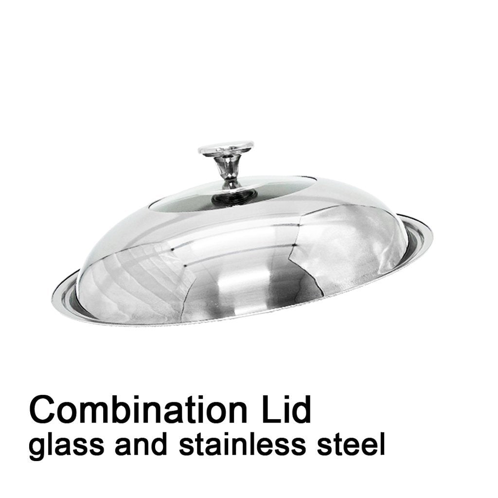 Audio Accessories: Double Ear 304 Stainless Steel 40cm Non-Stick Stir Fry Cooking Kitchen Wok Pan with Lid Honeycomb Double Sided