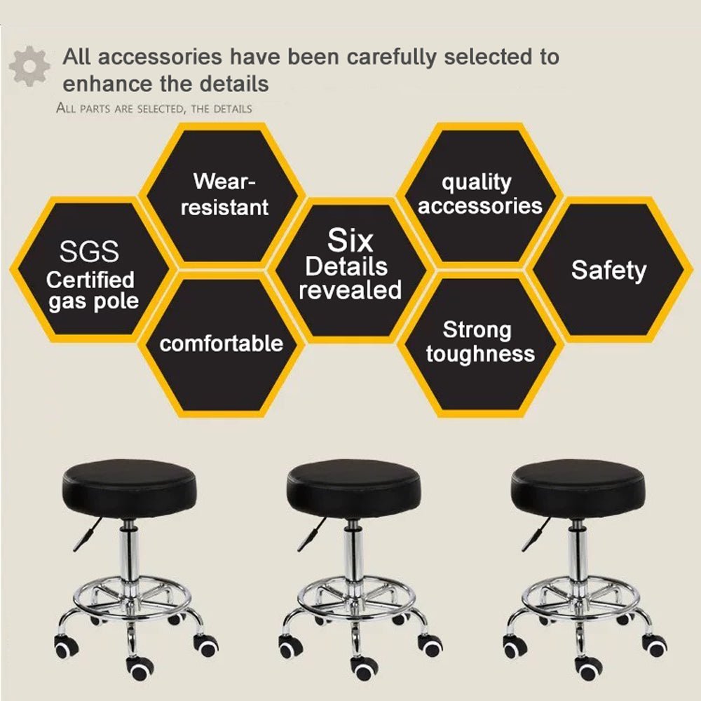 Table & Bar Stools: Salon Chair Bar Swivel Stool Office Roller Wheels Portable Height Adjust Leather BS8401