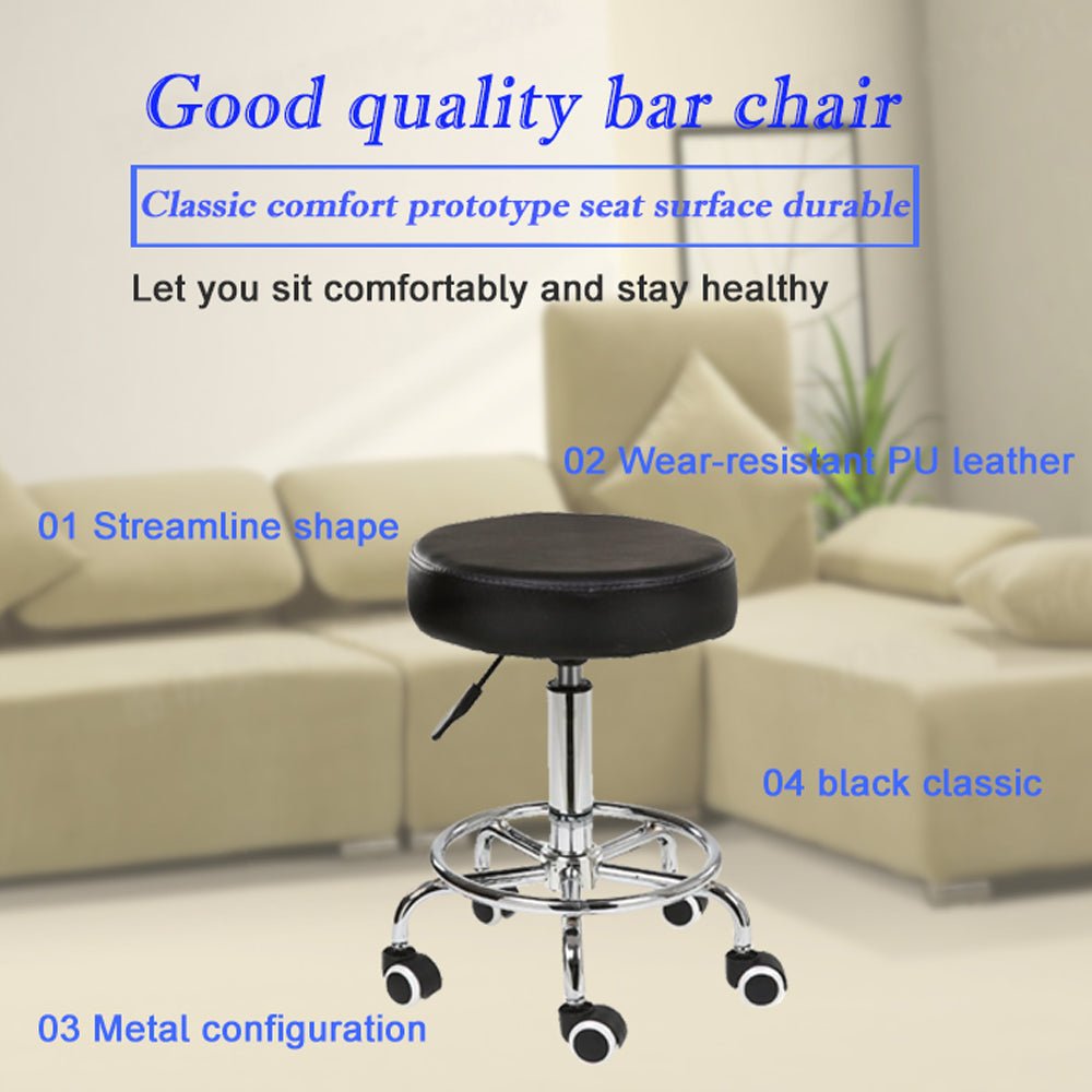 Table & Bar Stools: Salon Chair Bar Swivel Stool Office Roller Wheels Portable Height Adjust Leather BS8401