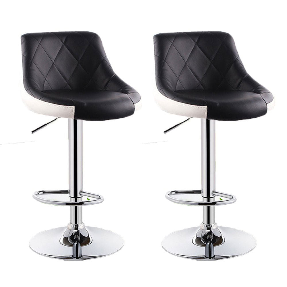 Table & Bar Stools: Bar Stools Kitchen Bar Stool Leather Barstools Swivel Gas Lift Counter Chairs x2 BS8403 Black