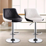 Table & Bar Stools: Bar Stools Kitchen Bar Stool Leather Barstools Swivel Gas Lift Counter Chairs x2 BS8403 Black