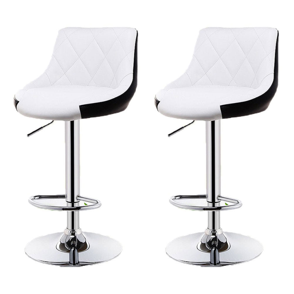 Table & Bar Stools: Bar Stools Kitchen Bar Stool Leather Barstools Swivel Gas Lift Counter Chairs x2 BS8403 White