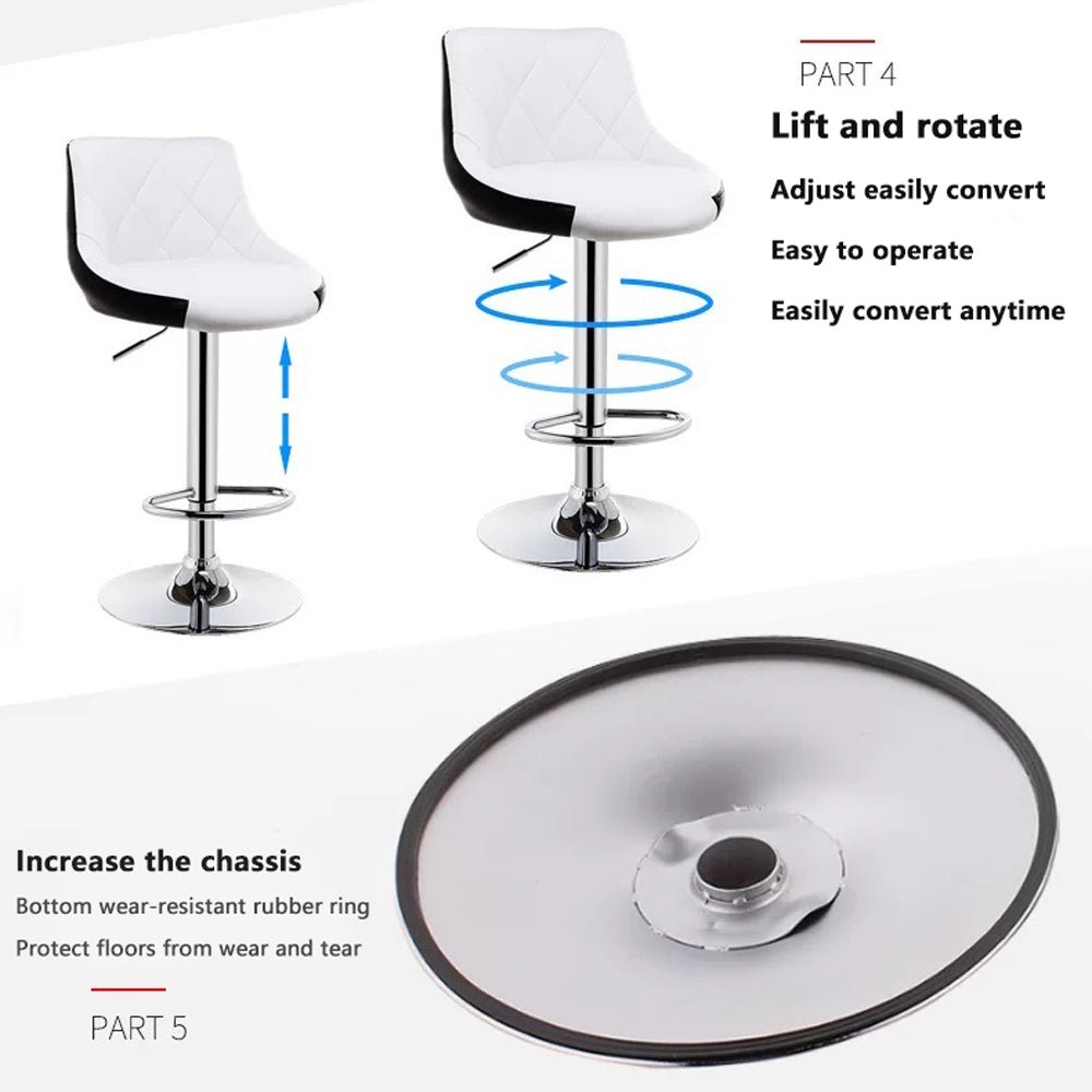 Table & Bar Stools: Bar Stools Kitchen Bar Stool Leather Barstools Swivel Gas Lift Counter Chairs x2 BS8403 White
