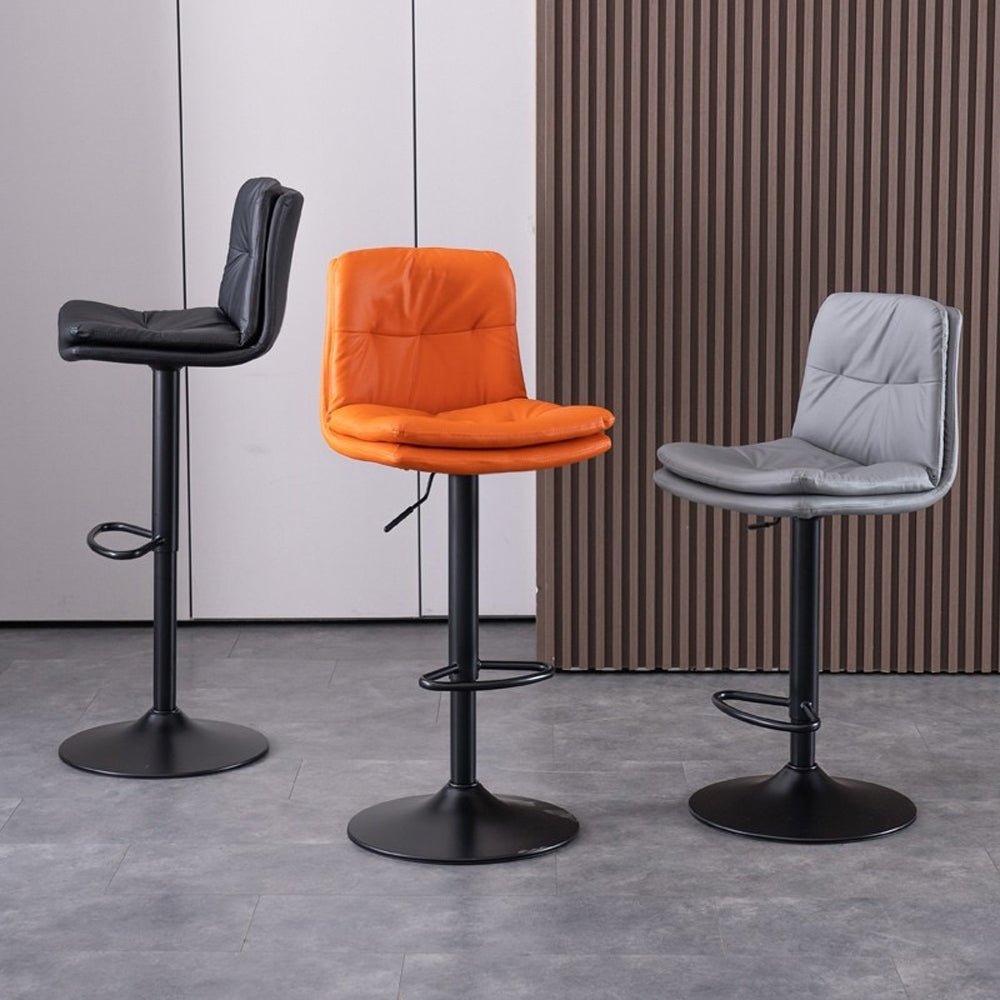 Table & Bar Stools: Bar Stools Kitchen Bar Stool Leather Barstools Swivel Gas Lift Counter Chairs x2 BS8406 Black