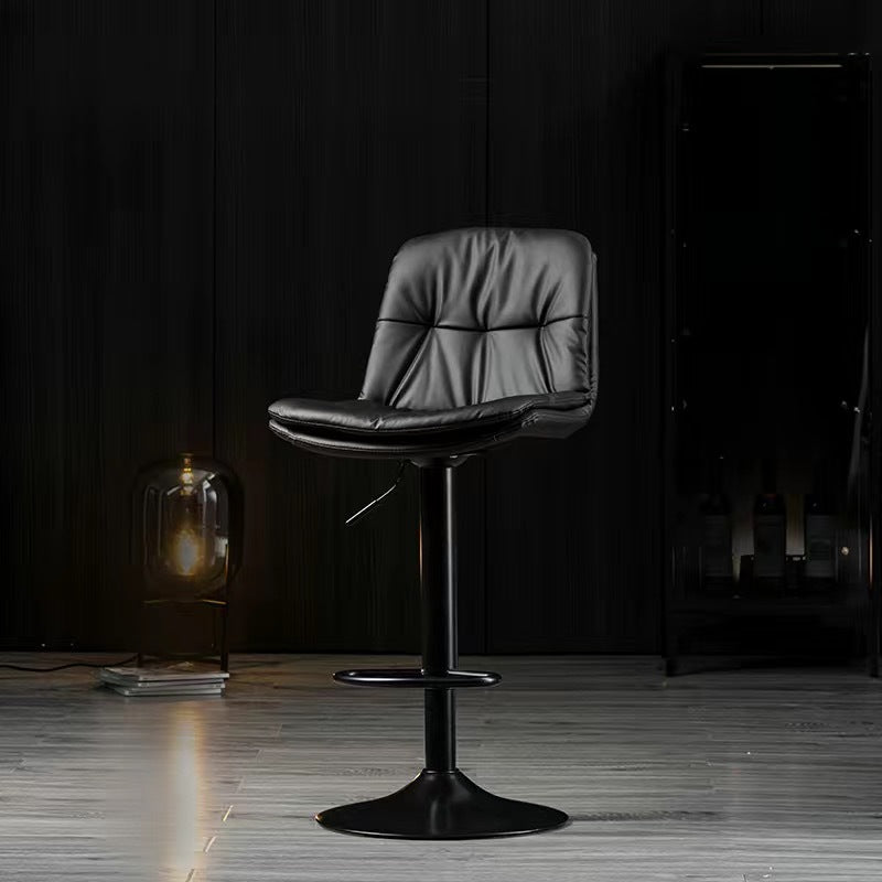 Table & Bar Stools: Bar Stools Kitchen Bar Stool Leather Barstools Swivel Gas Lift Counter Chairs x2 BS8406 Black