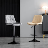 Table & Bar Stools: Bar Stools Kitchen Bar Stool Leather Barstools Swivel Gas Lift Counter Chairs x2 BS8406 Brown