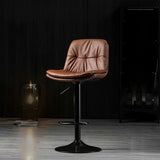 Table & Bar Stools: Bar Stools Kitchen Bar Stool Leather Barstools Swivel Gas Lift Counter Chairs x2 BS8406 Brown
