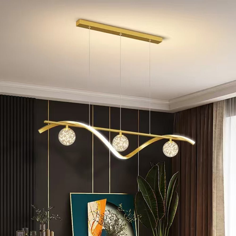 Ceiling Lights: Luxury Hand Blown Glass LED Pendant Light 100cm Adjustable 3 Color Dimmable Remote Control for Dining Bar Living Room