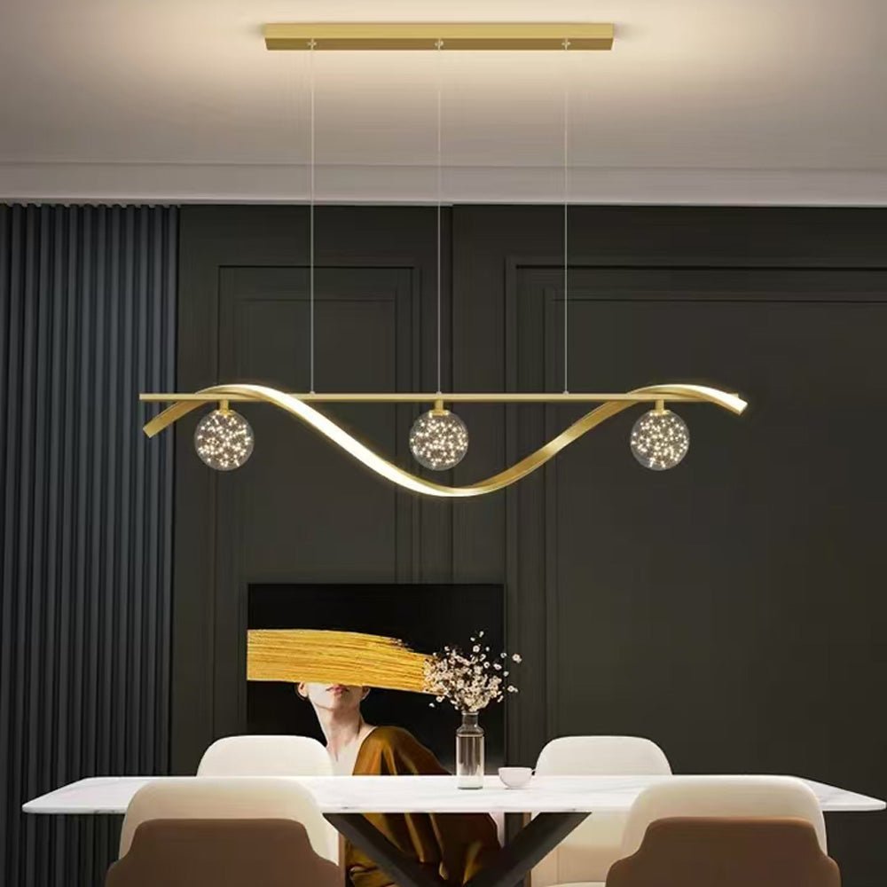 Ceiling Lights: Luxury Hand Blown Glass LED Pendant Light 100cm Adjustable 3 Color Dimmable Remote Control for Dining Bar Living Room