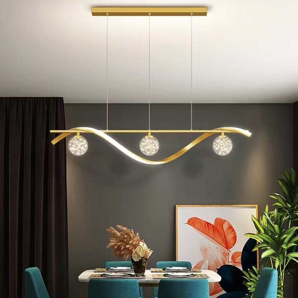 Ceiling Lights: Luxury Hand Blown Glass LED Pendant Light 100cm Adjustable 3 Color Dimmable Remote Control for Dining Bar Living Room