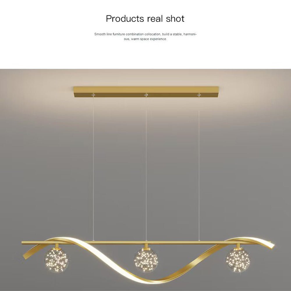 Ceiling Lights: Luxury Hand Blown Glass LED Pendant Light 100cm Adjustable 3 Color Dimmable Remote Control for Dining Bar Living Room