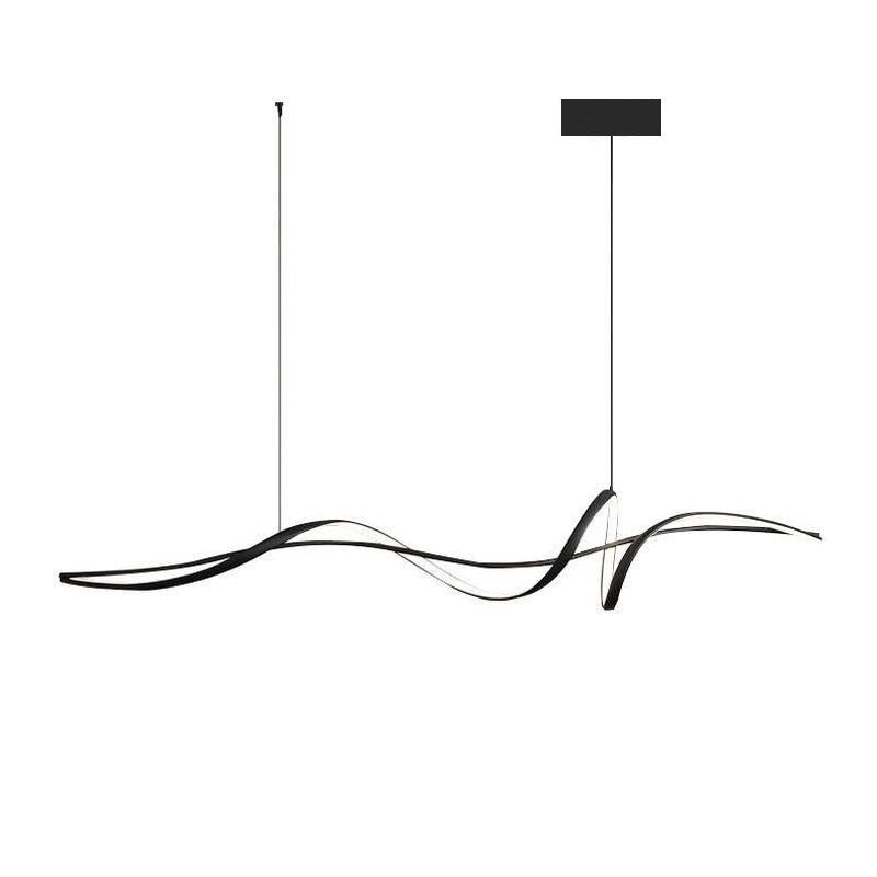 Ceiling Lights: BAMDECOR A036 Modern LED Linear Pendant Lights with Dimmable LED and Adjustable Hanging Length 160cm -Black