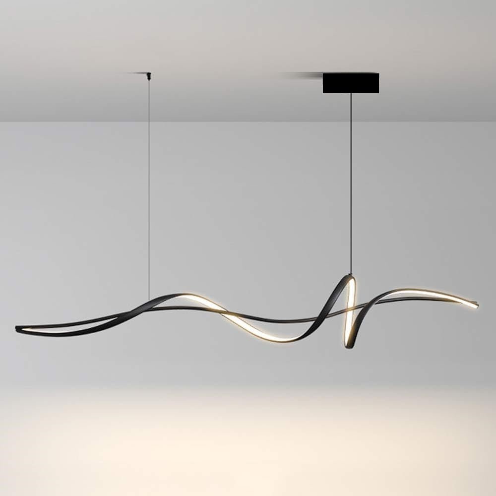 Ceiling Lights: BAMDECOR A036 Modern LED Linear Pendant Lights with Dimmable LED and Adjustable Hanging Length 160cm -Black