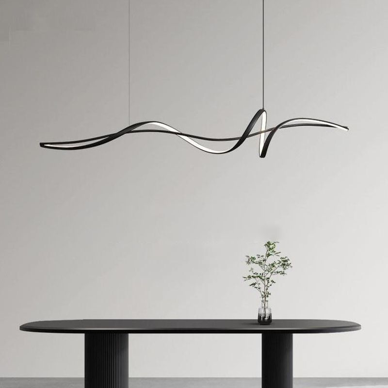 Ceiling Lights: BAMDECOR A036 Modern LED Linear Pendant Lights with Dimmable LED and Adjustable Hanging Length 160cm -Black