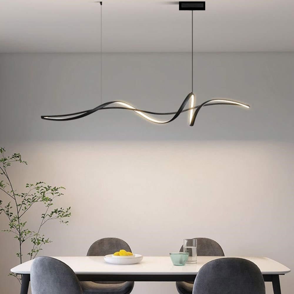 Ceiling Lights: BAMDECOR A036 Modern LED Linear Pendant Lights with Dimmable LED and Adjustable Hanging Length 160cm -Black