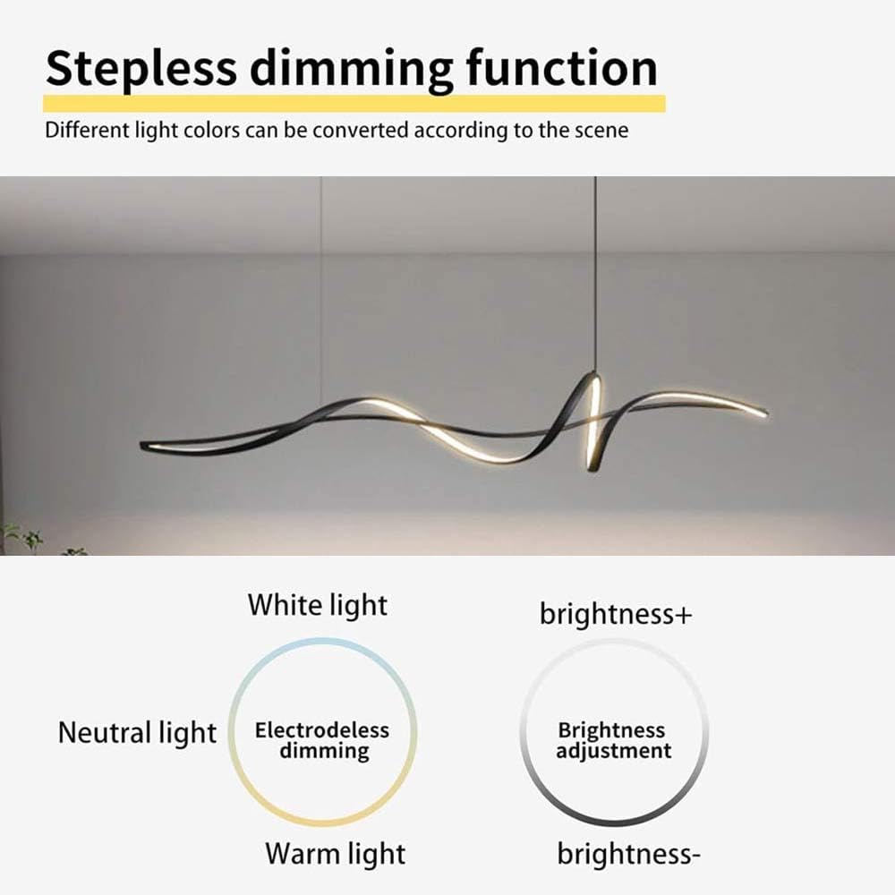 Ceiling Lights: BAMDECOR A036 Modern LED Linear Pendant Lights with Dimmable LED and Adjustable Hanging Length 160cm -Black
