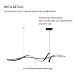 Ceiling Lights: BAMDECOR A036 Modern LED Linear Pendant Lights with Dimmable LED and Adjustable Hanging Length 160cm -Black
