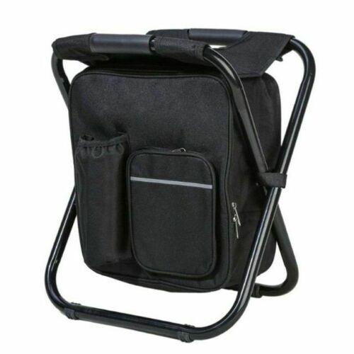 Camp Furniture: Portable Folding Backpack Chair Camping Stool Cooler Bag Rucksack Beach Fishing 150kg load Black