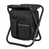 Camp Furniture: Portable Folding Backpack Chair Camping Stool Cooler Bag Rucksack Beach Fishing 150kg load Black