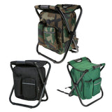 Camp Furniture: Portable Folding Backpack Chair Camping Stool Cooler Bag Rucksack Beach Fishing 150kg load Black