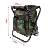 Camp Furniture: Portable Folding Backpack Chair Camping Stool Cooler Bag Rucksack Beach Fishing 150kg load Black
