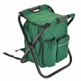 Camp Furniture: Portable Folding Backpack Chair Camping Stool Cooler Bag Rucksack Beach Fishing 150kg load Black