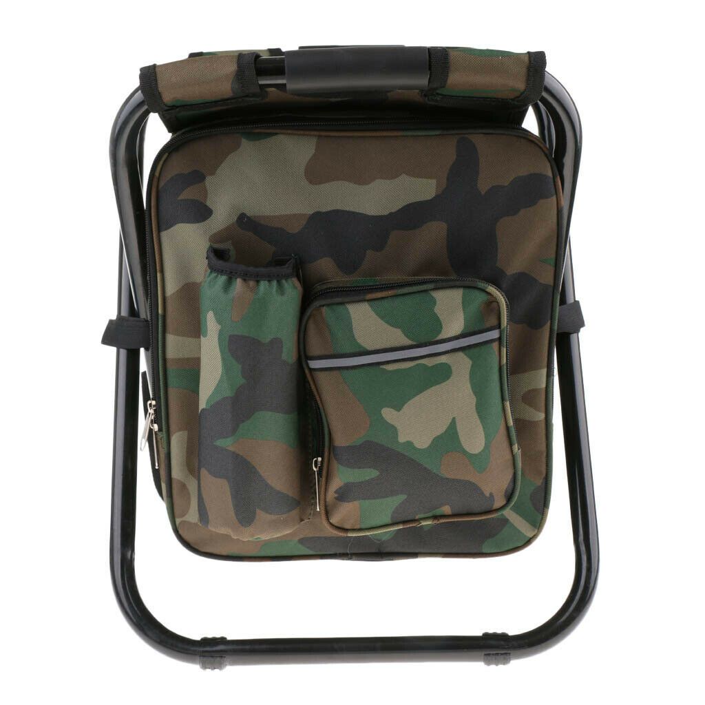 Camp Furniture: Portable Folding Backpack Chair Camping Stool Cooler Bag Rucksack Beach Fishing 150kg load Green