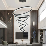 Ceiling Lights: BAMDECOR A18815 Nordic Home Decor Dining Room Pendant lamp lights Ceiling Lamp Hanging Light Chandelier Lamps (6 Rings-Black)