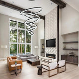 Ceiling Lights: BAMDECOR A18815 Nordic Home Decor Dining Room Pendant lamp lights Ceiling Lamp Hanging Light Chandelier Lamps (6 Rings-Black)