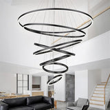 Ceiling Lights: BAMDECOR A18815 Nordic Home Decor Dining Room Pendant lamp lights Ceiling Lamp Hanging Light Chandelier Lamps (7 Rings-Black)