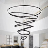 Ceiling Lights: BAMDECOR A18815 Nordic Home Decor Dining Room Pendant lamp lights Ceiling Lamp Hanging Light Chandelier Lamps (7 Rings-Black)