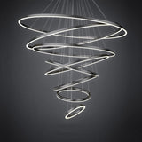 Ceiling Lights: BAMDECOR A18815 Nordic Home Decor Dining Room Pendant lamp lights Ceiling Lamp Hanging Light Chandelier Lamps (7 Rings-Black)