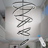 Ceiling Lights: BAMDECOR A18815 Nordic Home Decor Dining Room Pendant lamp lights Ceiling Lamp Hanging Light Chandelier Lamps (7 Rings-Black)