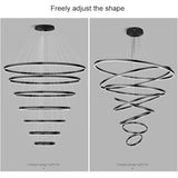 Ceiling Lights: BAMDECOR A18815 Nordic Home Decor Dining Room Pendant lamp lights Ceiling Lamp Hanging Light Chandelier Lamps (7 Rings-Black)