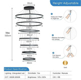 Ceiling Lights: BAMDECOR A18815 Nordic Home Decor Dining Room Pendant lamp lights Ceiling Lamp Hanging Light Chandelier Lamps (7 Rings-Black)