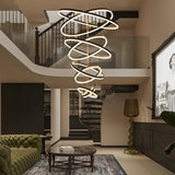 Ceiling Lights: BAMDECOR A18815 Nordic Home Decor Dining Room Pendant lamp lights Ceiling Lamp Hanging Light Chandelier Lamps (8 Rings-Black)