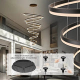 Ceiling Lights: BAMDECOR A18815 Nordic Home Decor Dining Room Pendant lamp lights Ceiling Lamp Hanging Light Chandelier Lamps (8 Rings-Black)