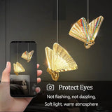Ceiling Lights: BAMDECOR LED Modern Bedroom Bedside Creative Butterfly Hanging Chandelier Light Fixtures for Stairs Nordic Decoration (12Heads)